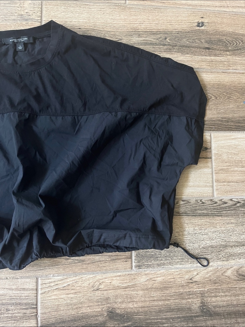 Marc New York Black Cropped Drawstring Hem Top - Picture 4 of 5